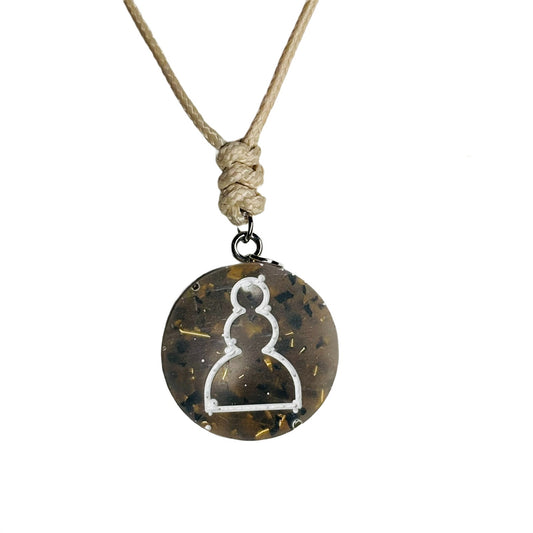 Vintage Crystal Pawn - Handmade Resin Chess Necklace