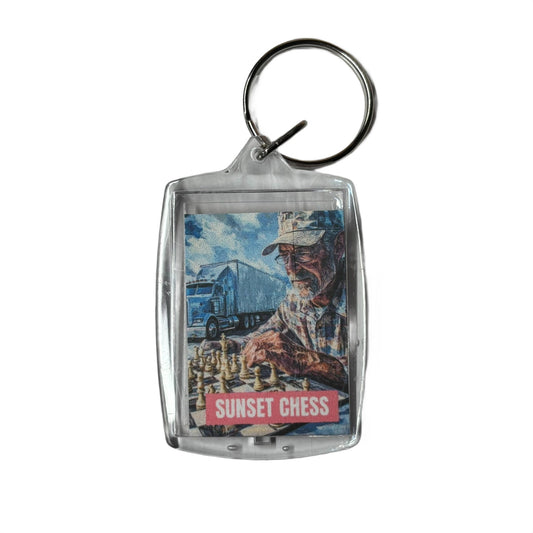 Truckers Play Too - Sunset Chess Photo Keychain