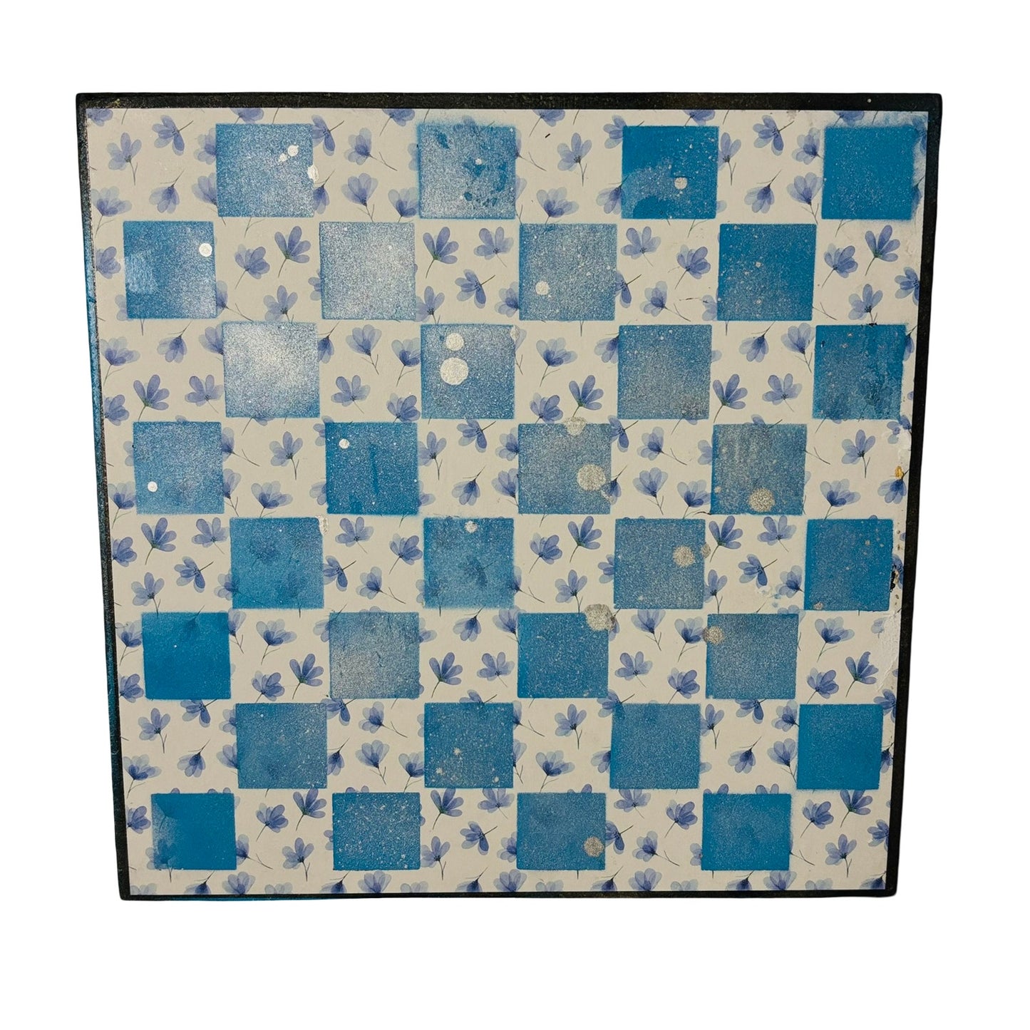 Blight Blue Flowers - Scrapbook Chess Board