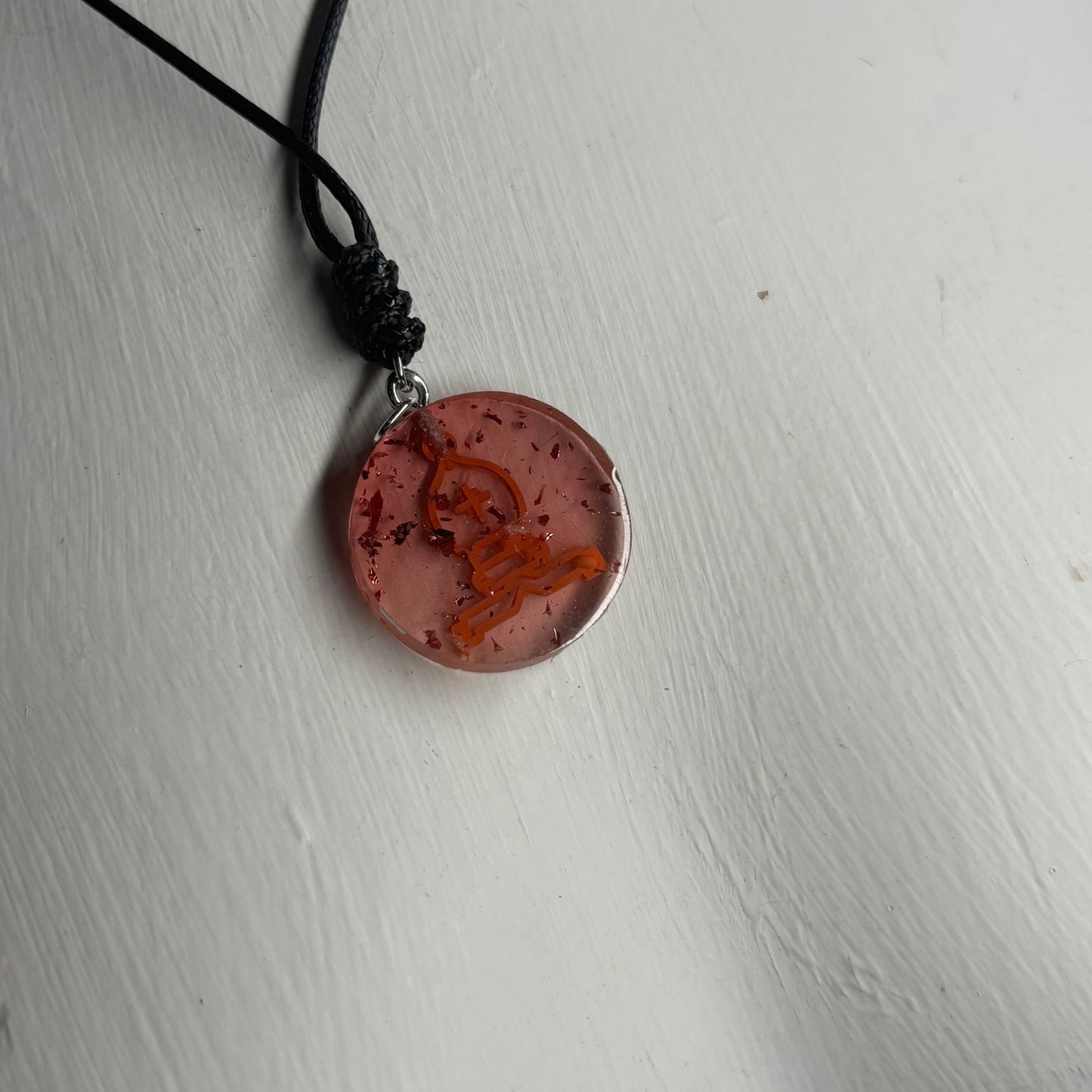 Fading Red Bishop - Handmade Resin Chess Necklace
