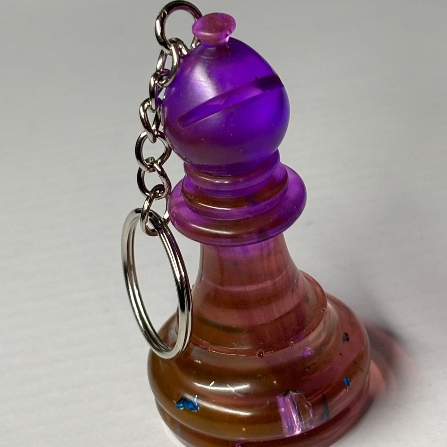 Violet Purple Mixed Bishop - Handmade Resin Keychain - Large Edition