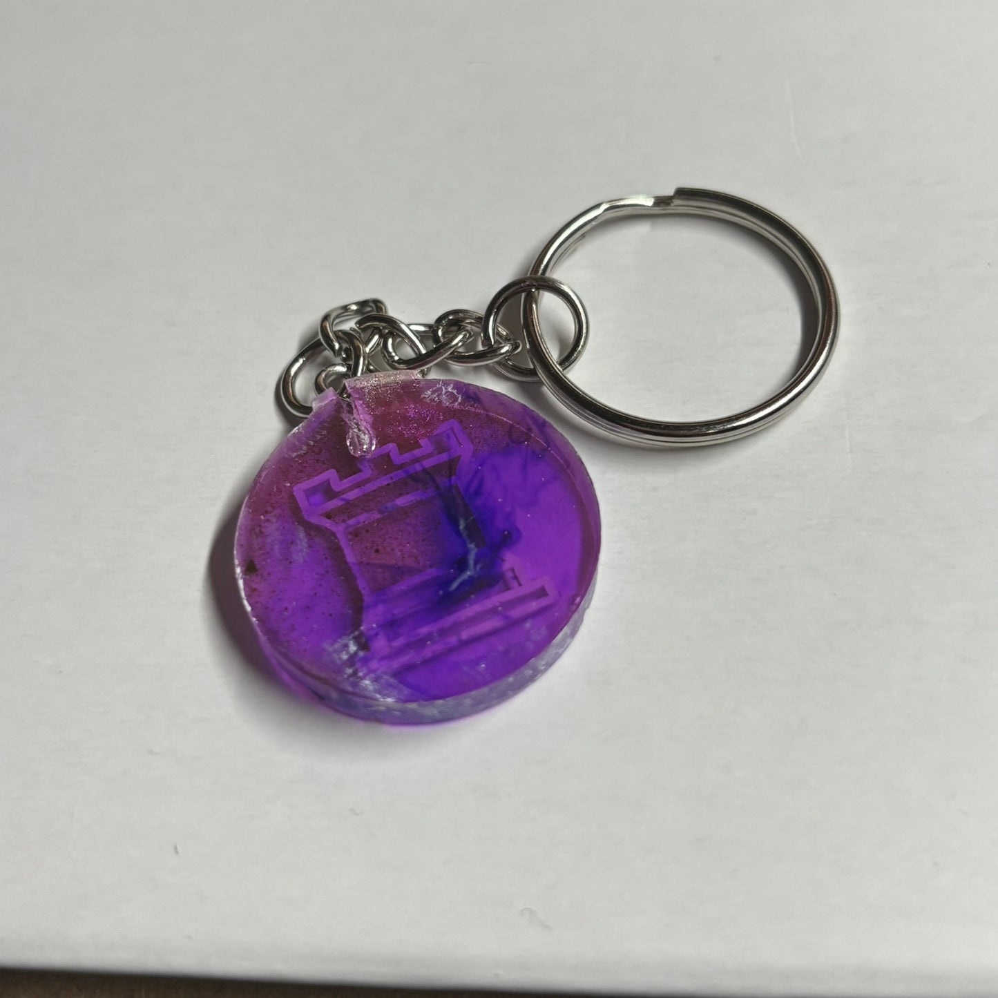 Swirly Purple Rook - Handmade Resin Keychain - Flat Edition