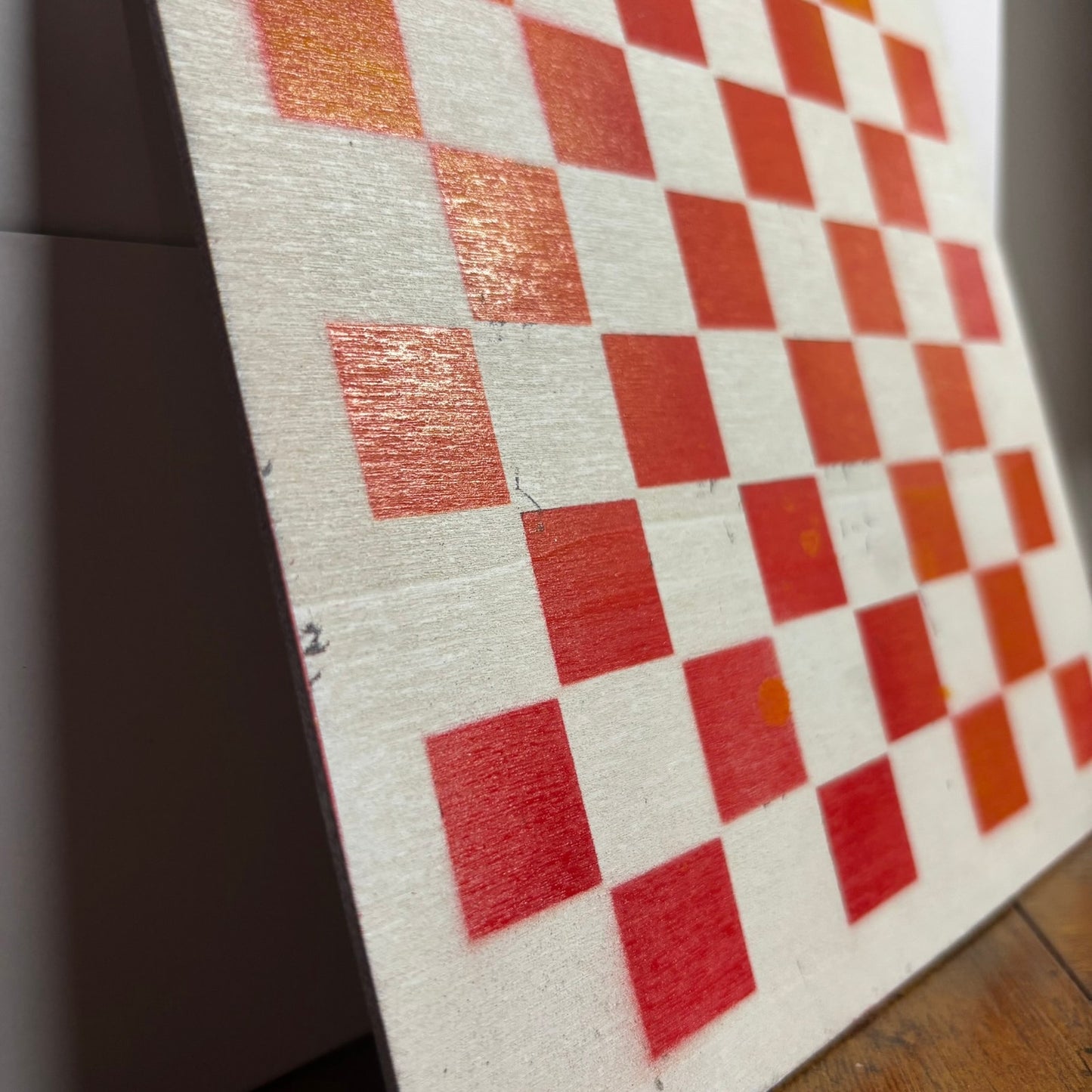 Fire Red & White - Painted Thin Wooden Chess Board