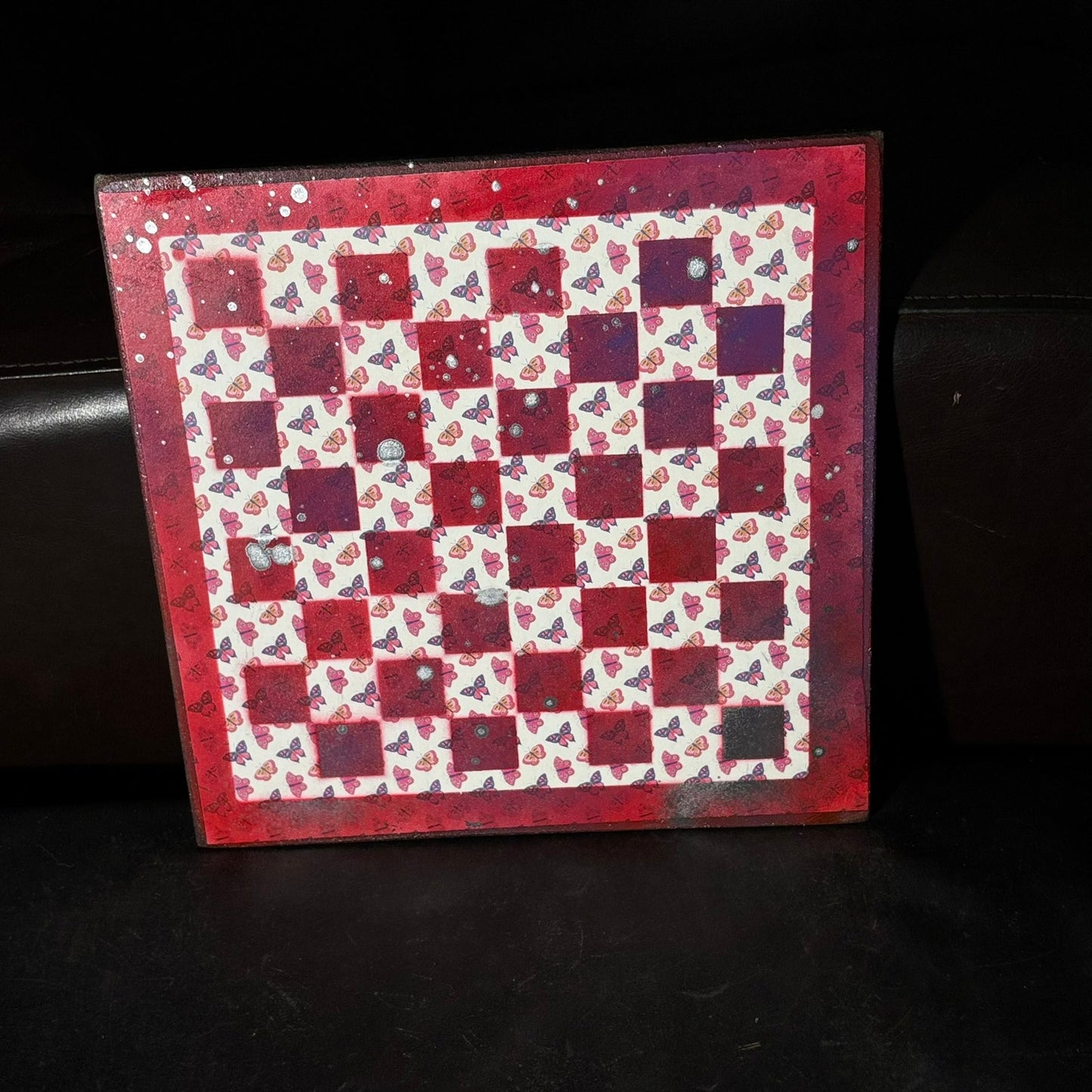 Red Butterflies - Scrapbook Chess Board