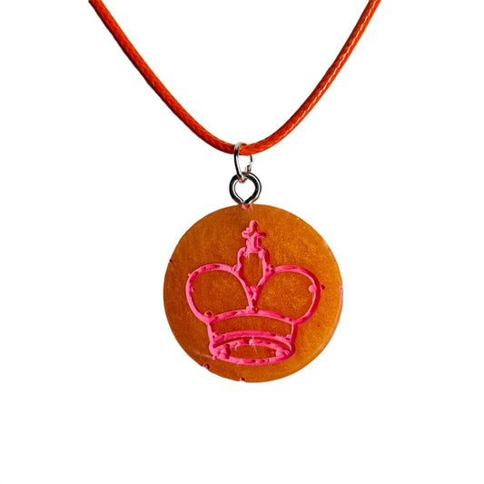 Sunset Pink King - Handmade Resin Chess Necklace