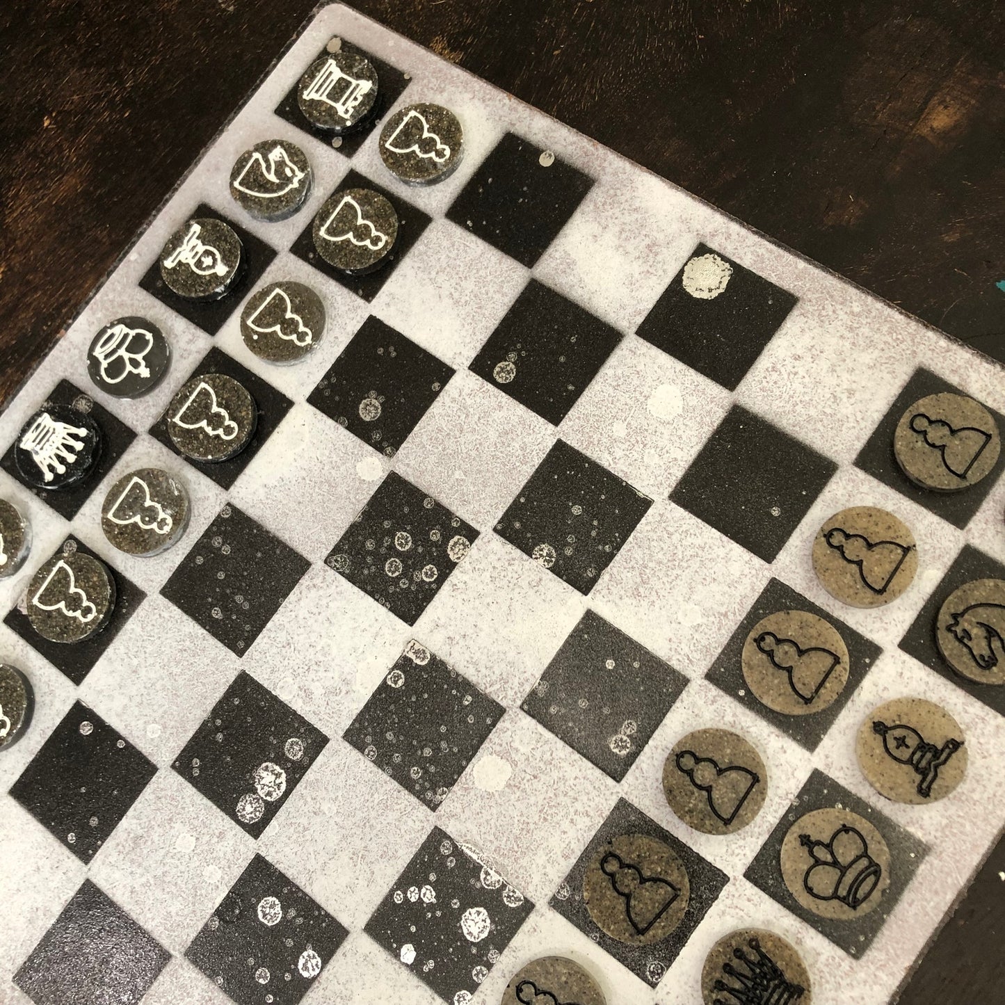 Gray Chrome - Painted Chess Set
