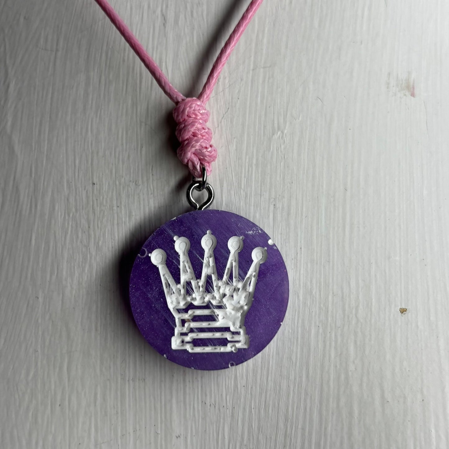 Purple Pink Queen - Handmade Resin Chess Necklace