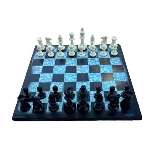Blue Flower - Scrapbook Chess Set