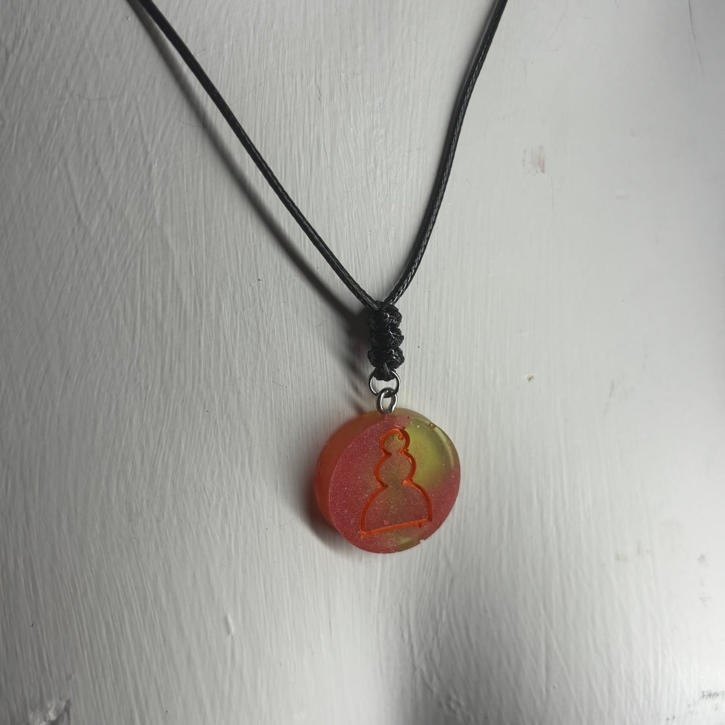 Green Pink Pawn - Handmade Resin Chess Necklace