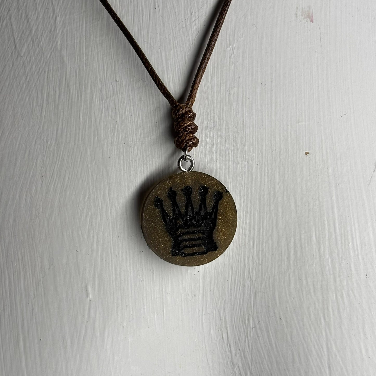 Royal Brown Queen - Handmade Resin Chess Necklace