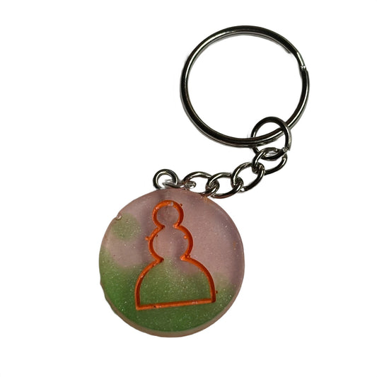 Green Pink Smoosh - Handmade Resin Keychain - Flat Edition