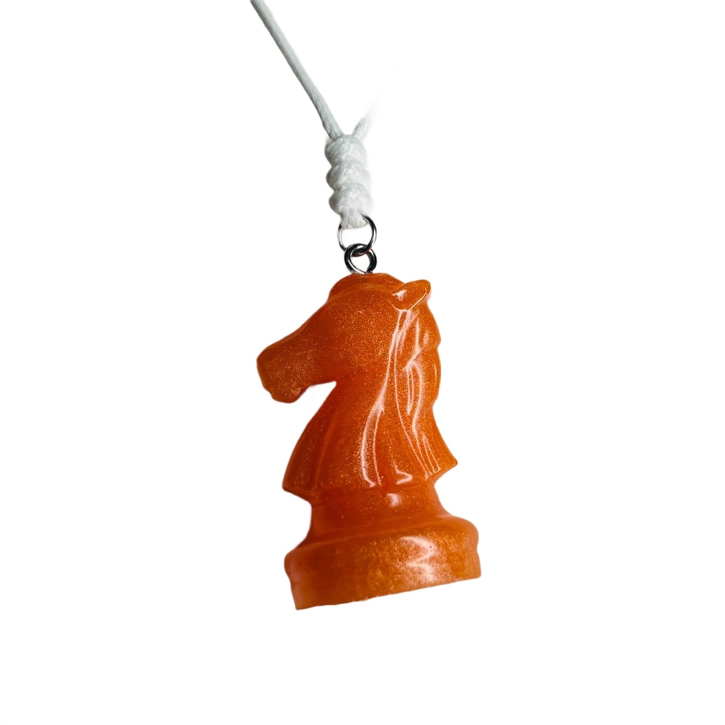 Orange Knight - Handmade Resin Chess Necklace