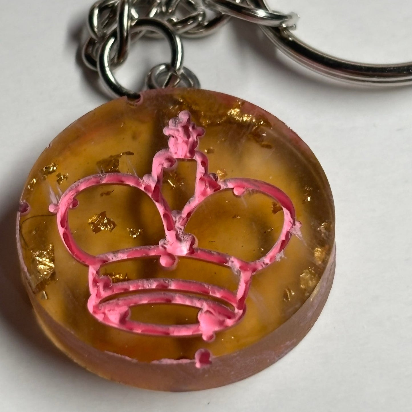 Pink Lining King - Handmade Resin Keychain - Flat Edition