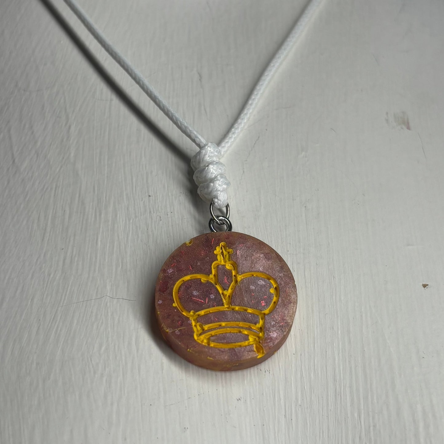 Crystal Amber King - Handmade Resin Chess Necklace