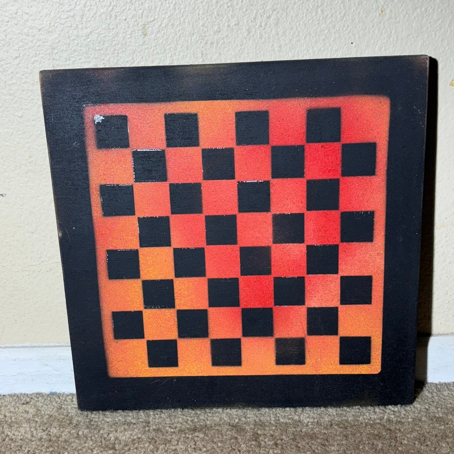 Orange Red Mesh - Painted Chess Board