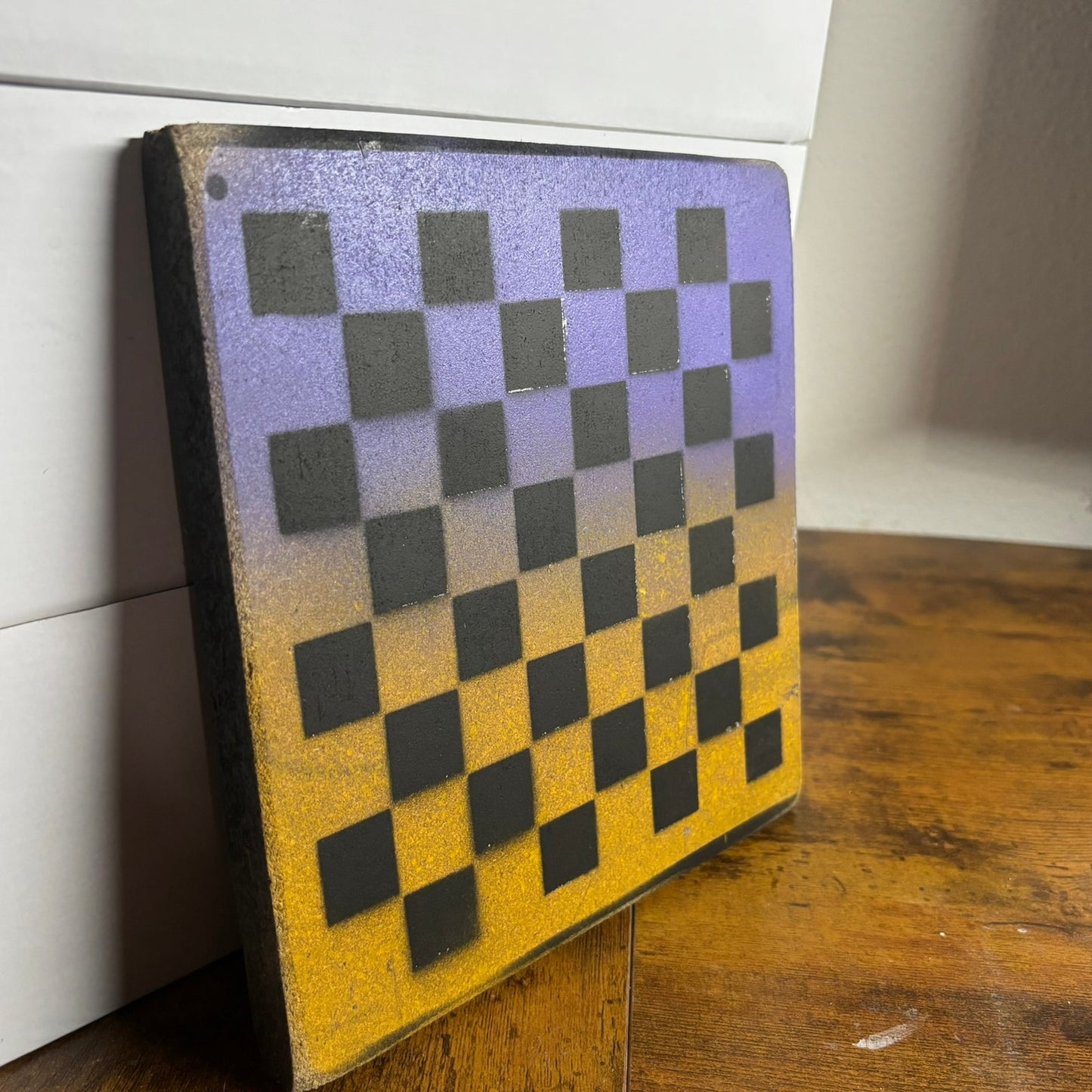 Purple Yellow - Painted Double Sided Chess Board