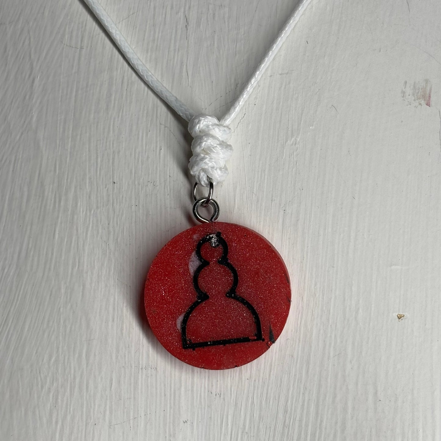Candy Red Pawn - Handmade Resin Chess Necklace - Flat Edition