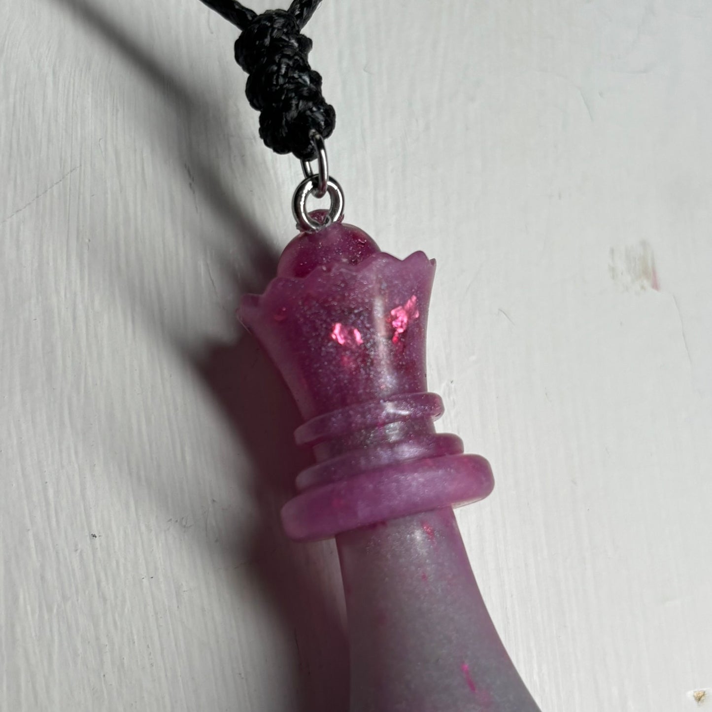 Purple Crystal Queen - Handmade Resin Chess Necklace