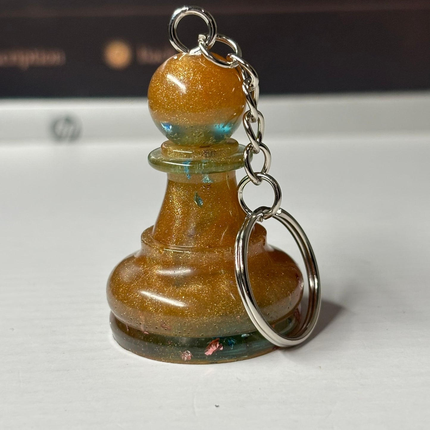 Ocean Beach Colored Pawn - Handmade Resin Keychain - Large Edition