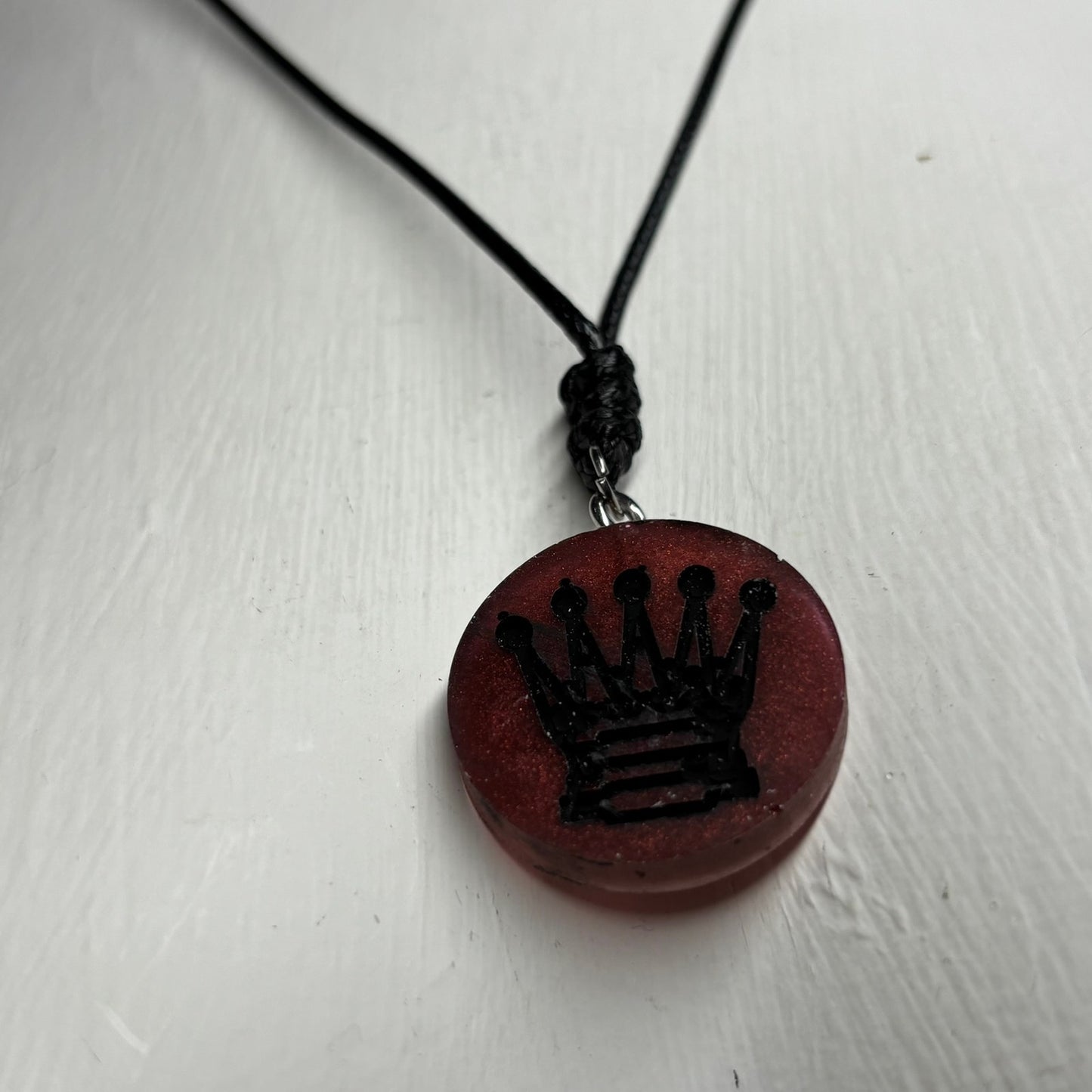 Bronze Queen - Handmade Resin Chess Necklace