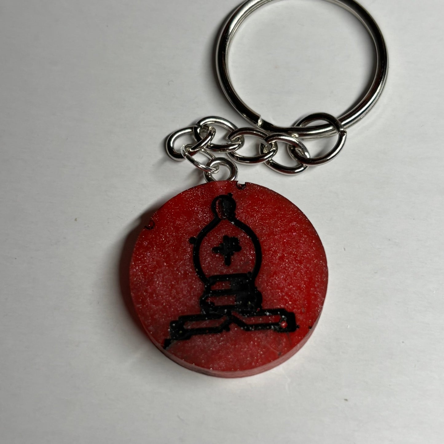 Solid Red Bishop - Handmade Resin Keychain