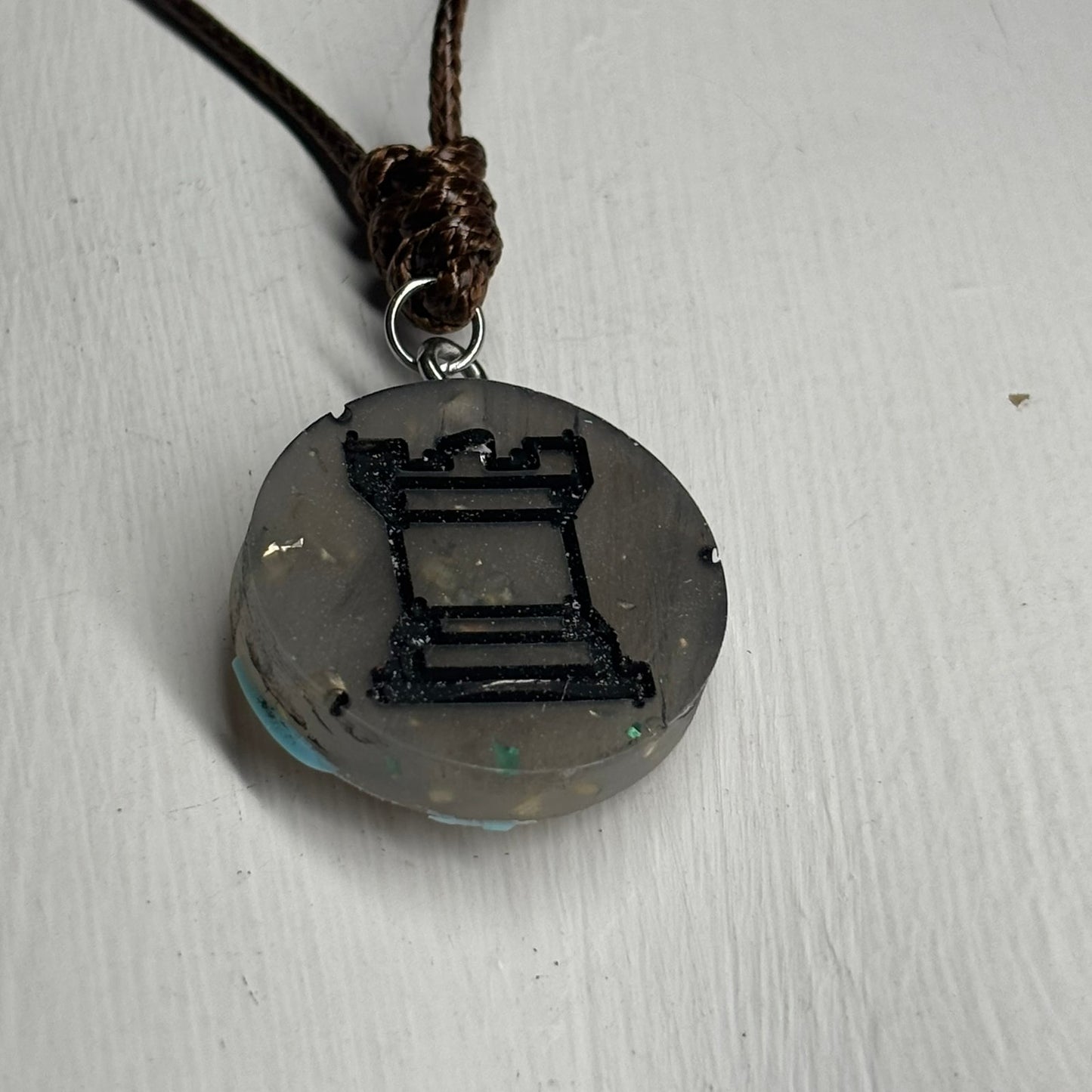 Silver Rook - Handmade Resin Chess Necklace
