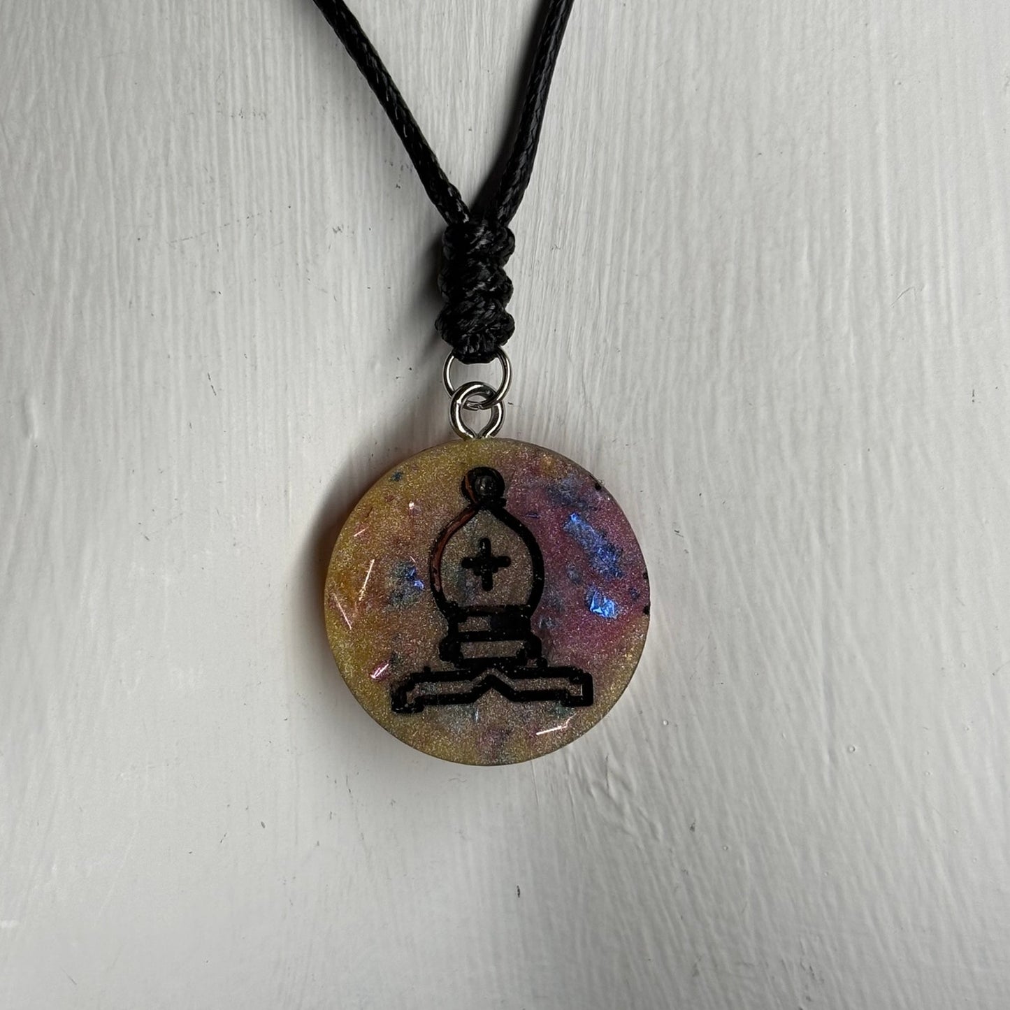 Royal Crystal Bishop - Handmade Resin Chess Necklace