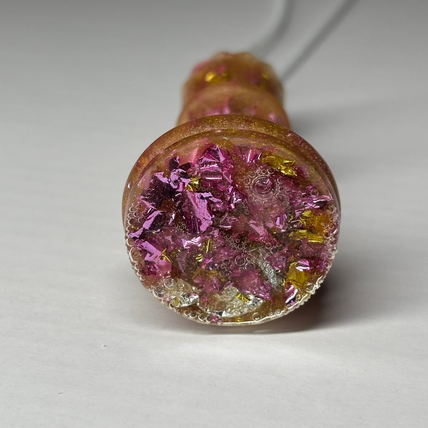 Pink & Orange Crystal Queen - Handmade Resin Chess Necklace