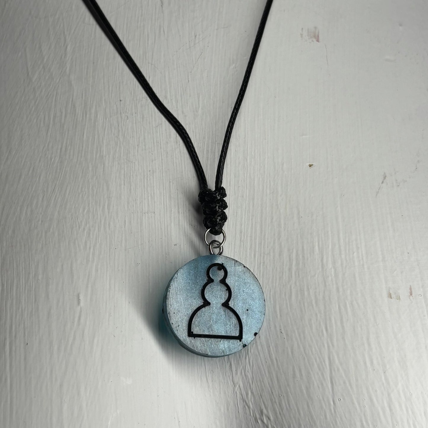 Cool Blue Pawn - Handmade Resin Chess Necklace - Flat Edition