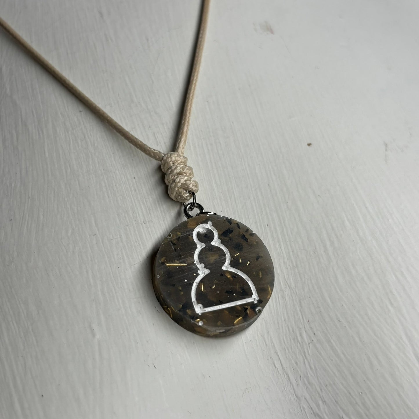 Vintage Crystal Pawn - Handmade Resin Chess Necklace