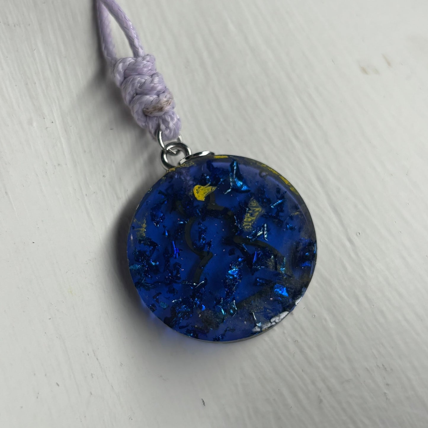 Blue Crystal Pawn - Handmade Resin Chess Necklace