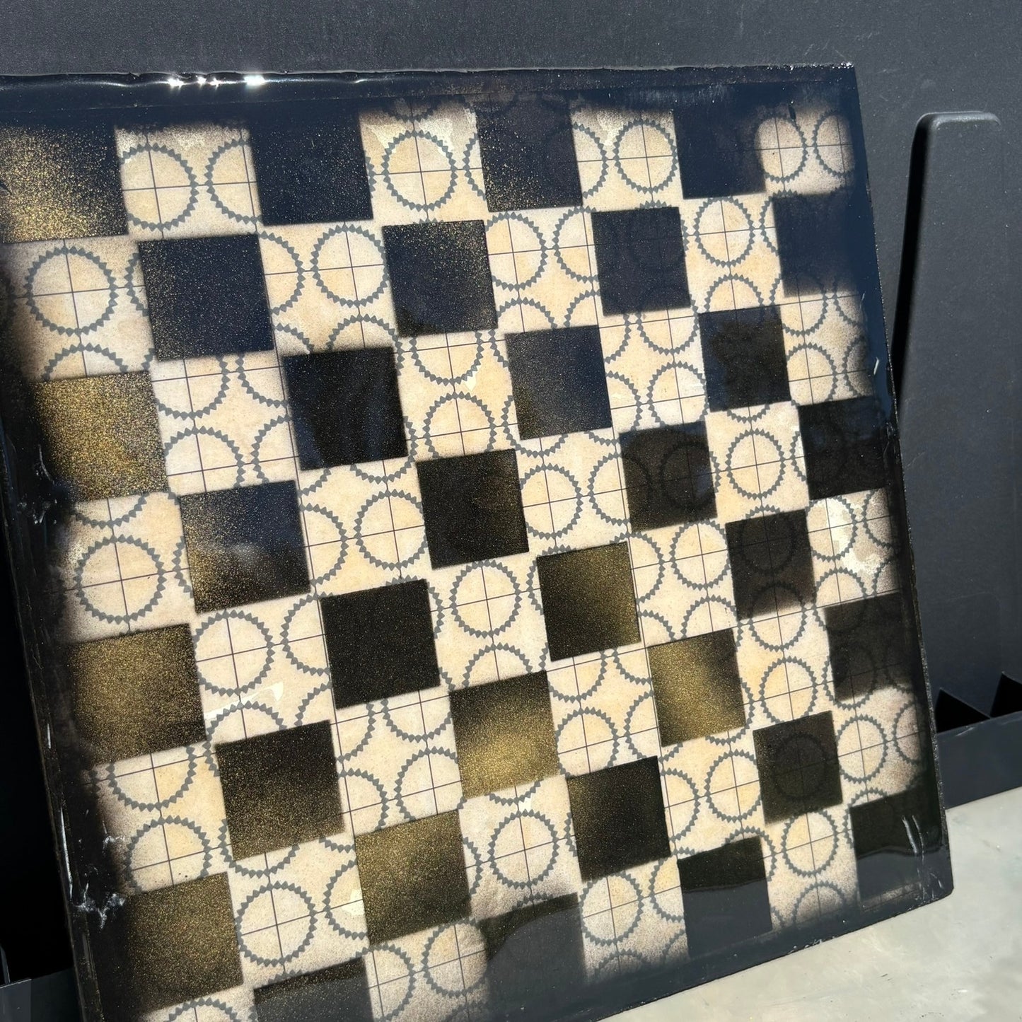 Steampunk Rotators - Resin Coated Chess Board