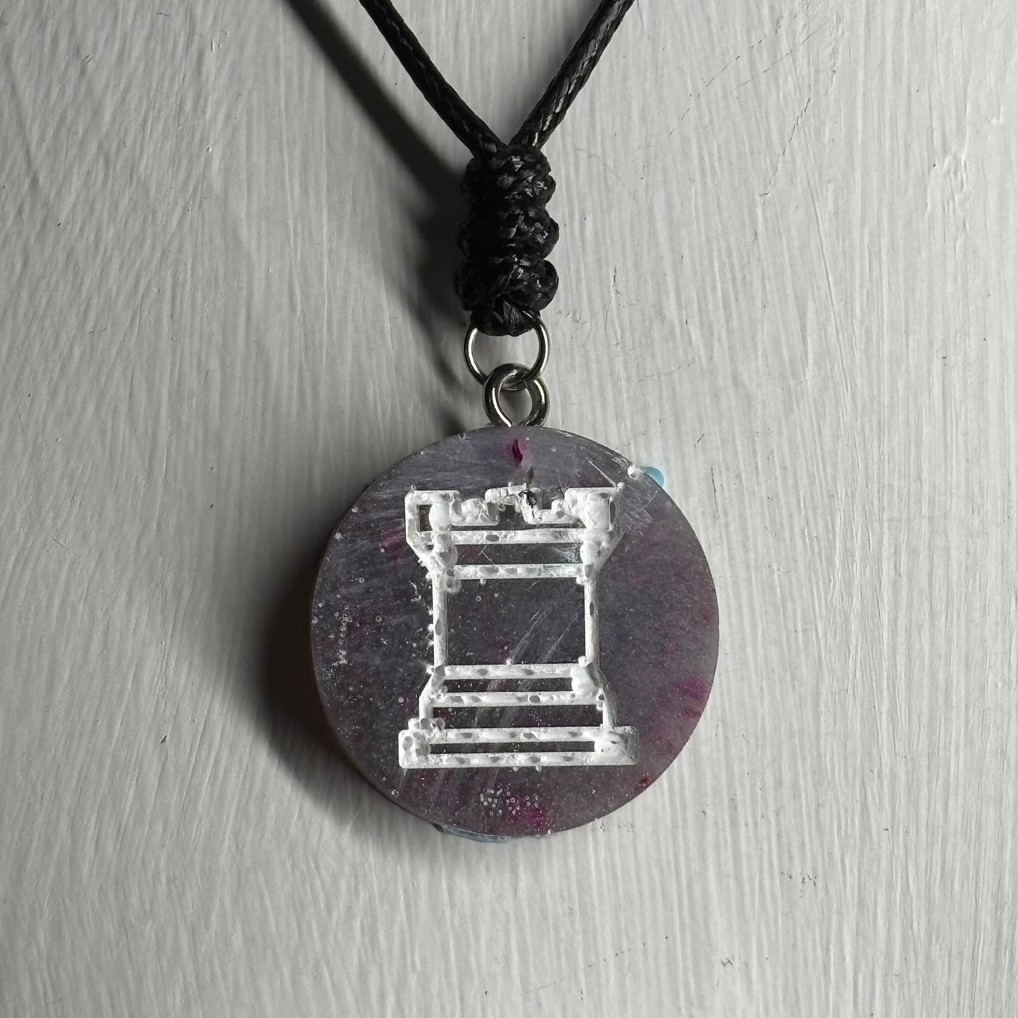 Purple Rook - Handmade Resin Chess Necklace