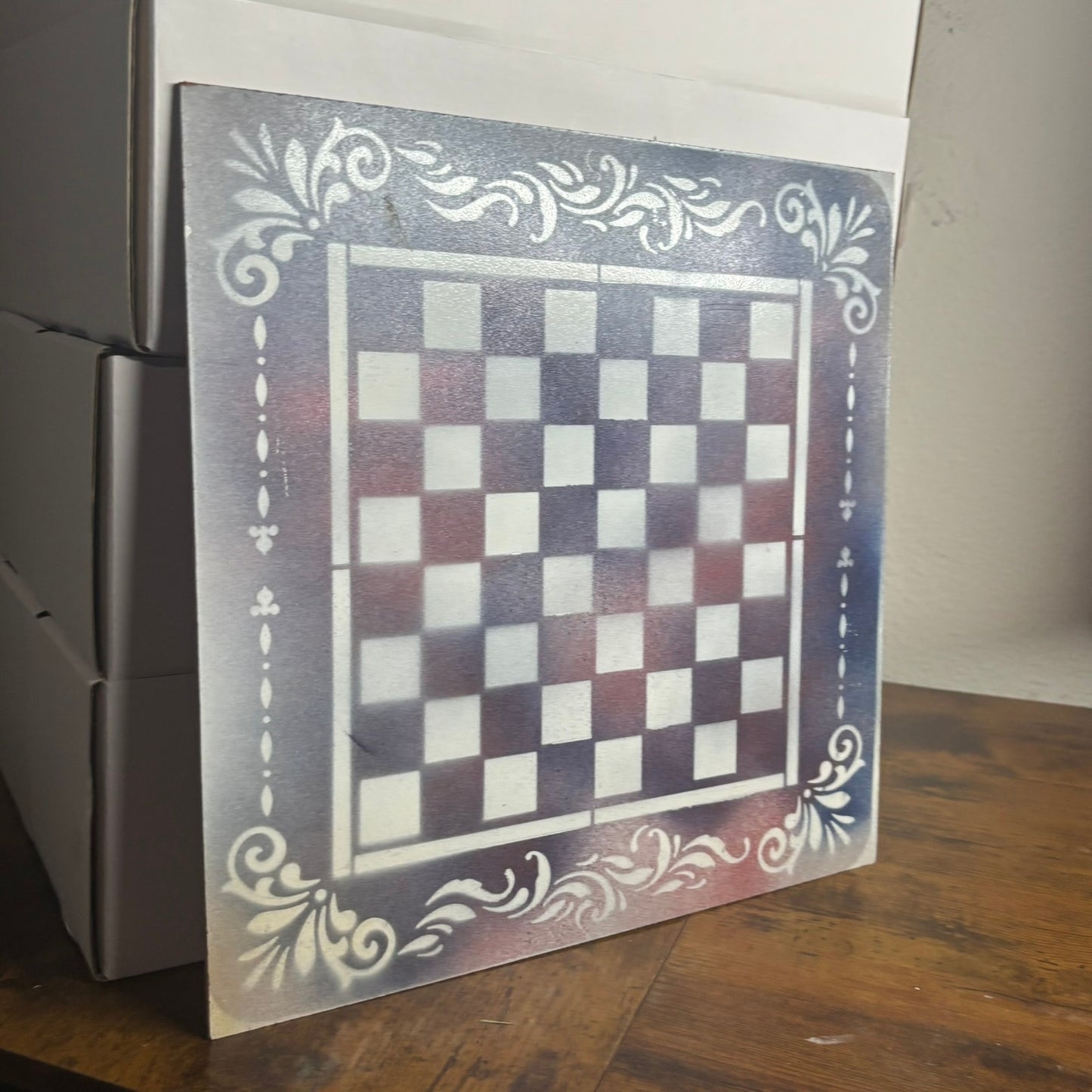 Cloudy Color Mesh - Painted Chess Board