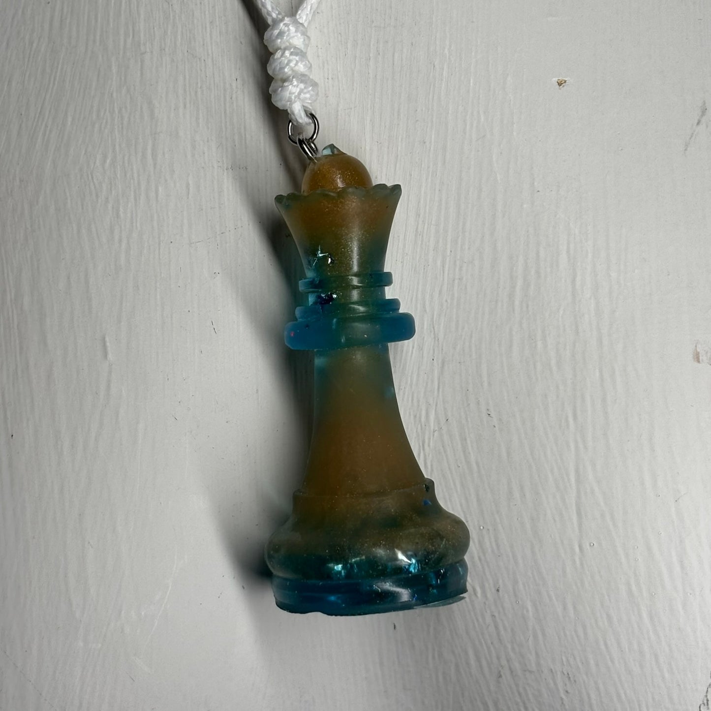 Sand Blue Queen - Handmade Resin Chess Necklace