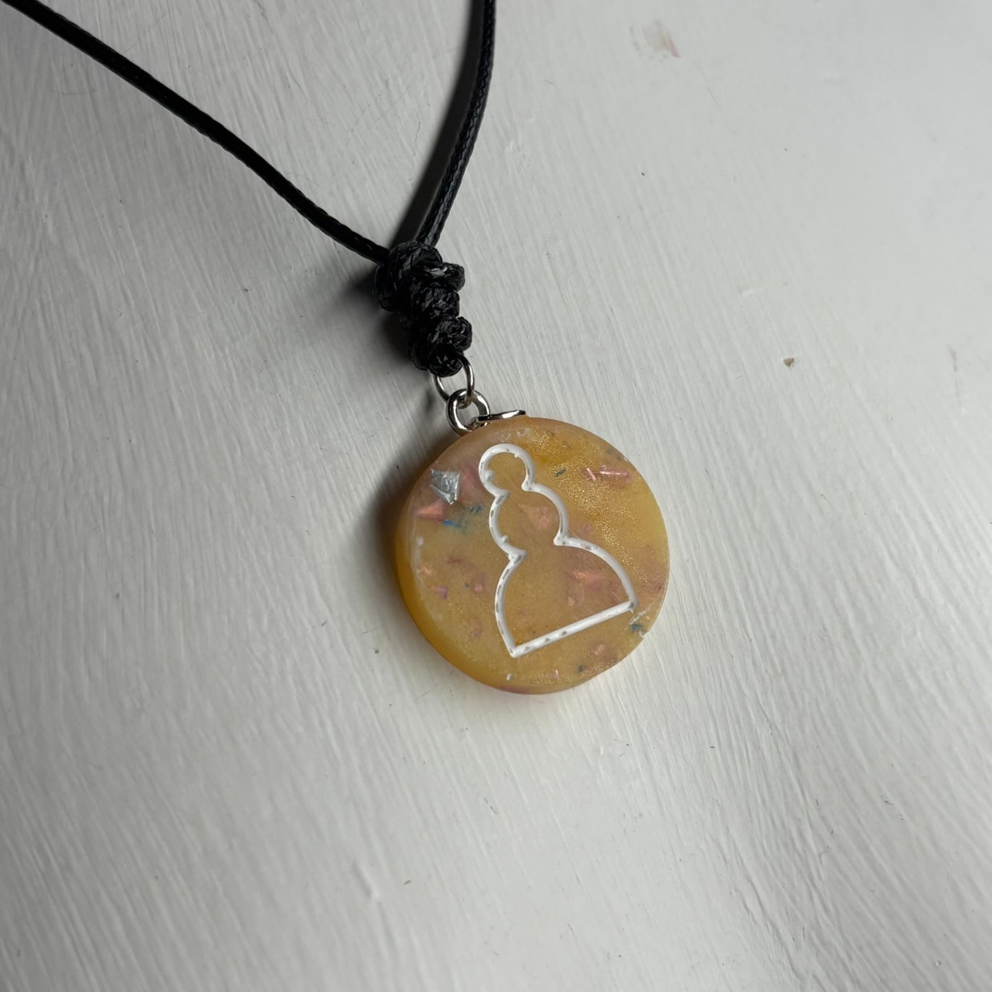 Fancy Yellow Pawn - Handmade Resin Chess Necklace