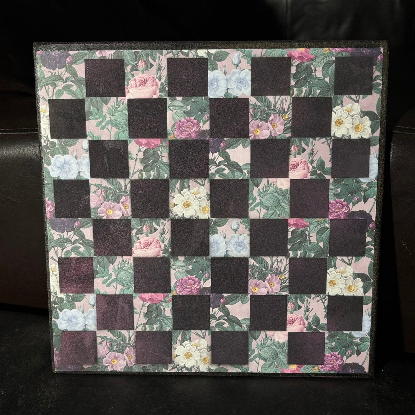 Pink & Green Flowers - Scrapbook Chess Board