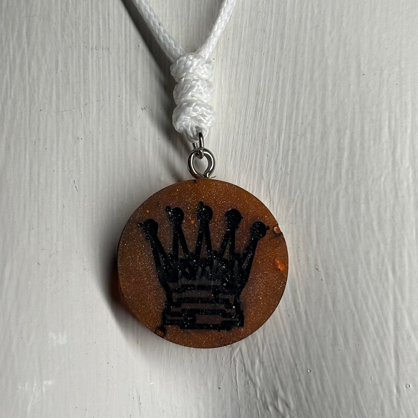 Bronze Dark Queen - Handmade Resin Chess Necklace