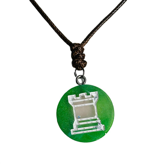 Green Rook - Handmade Resin Chess Necklace