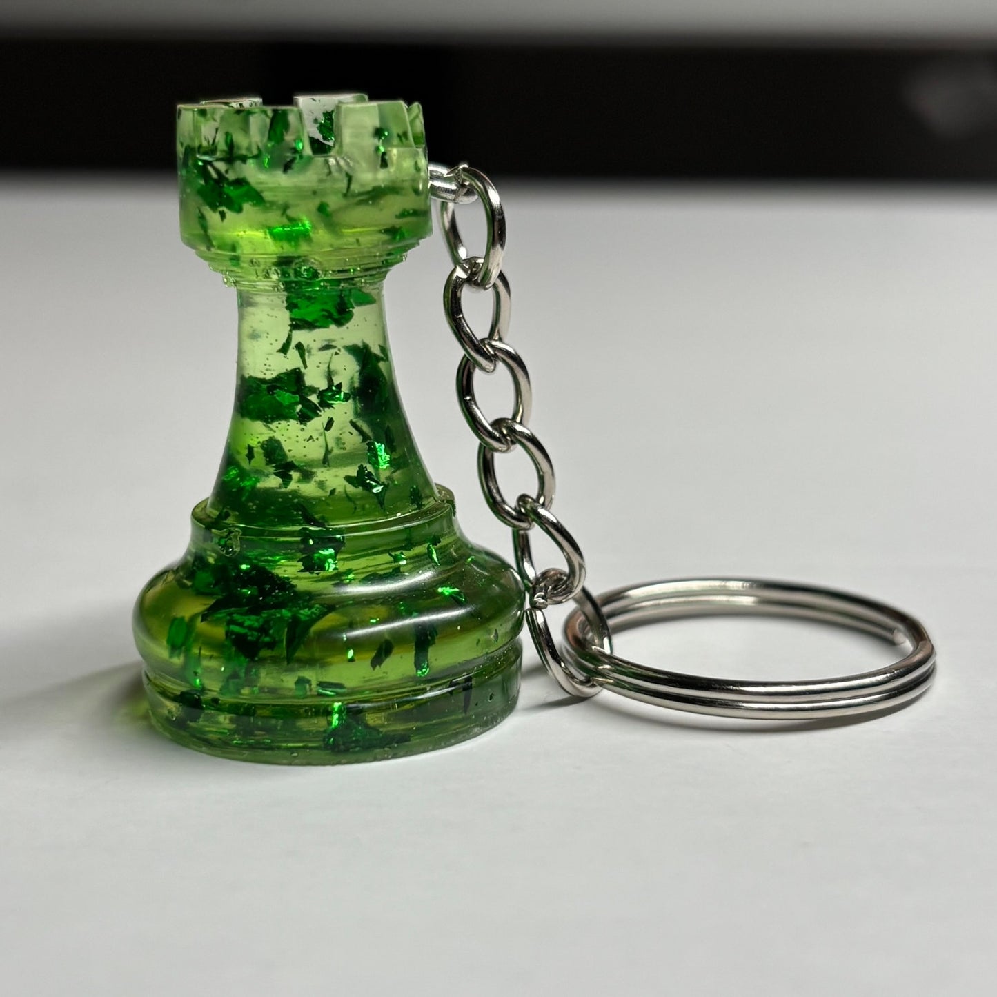 Green Translucent Rook - Handmade Resin Keychain