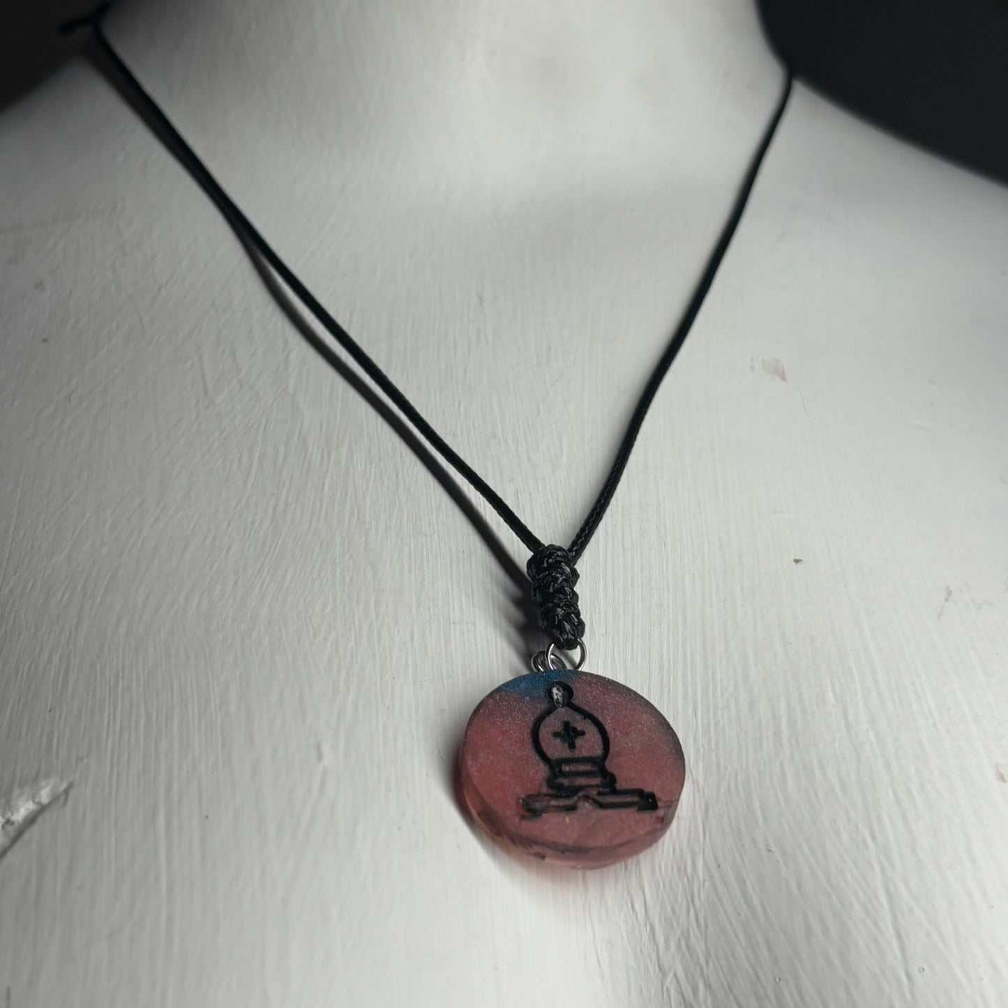 Easy Red Bishop - Handmade Resin Chess Necklace