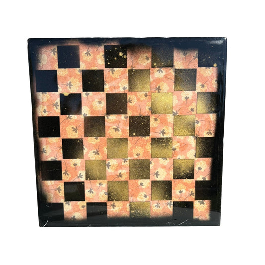 Orange Gold Flowers - Resin Coated Chess Board