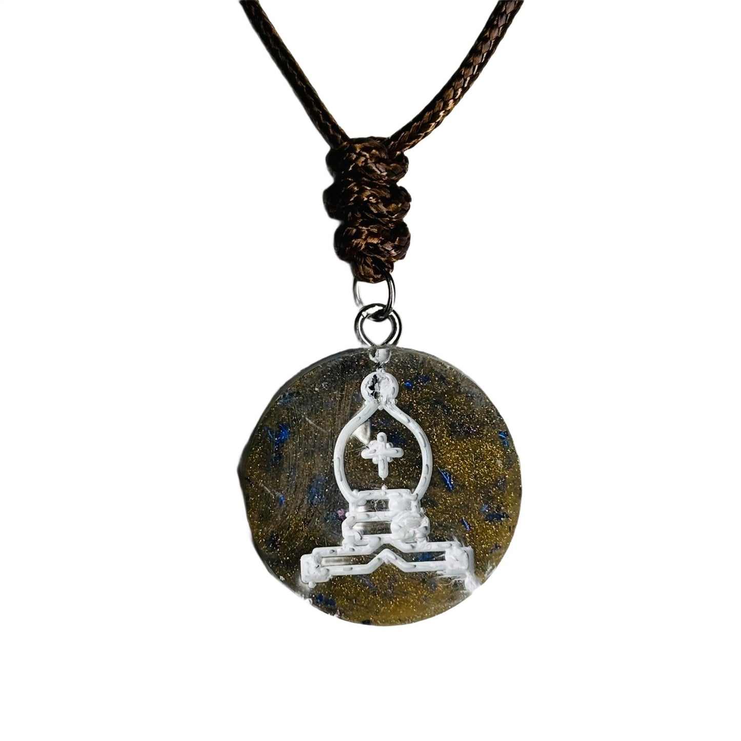 Royal Brown Bishop - Handmade Resin Chess Necklace