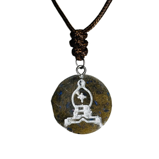 Royal Brown Bishop - Handmade Resin Chess Necklace