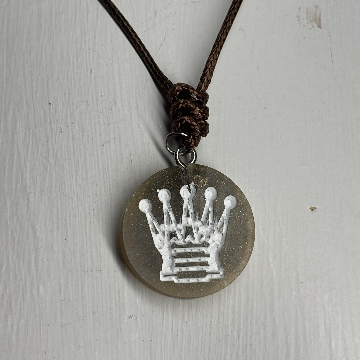 Dirty Green Queen - Handmade Resin Chess Necklace