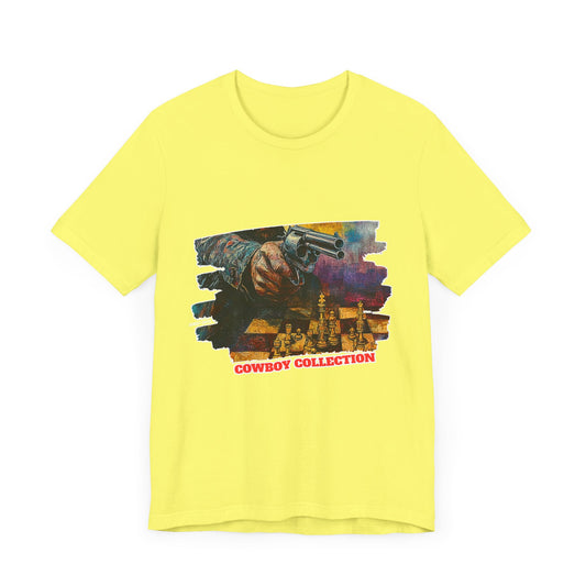 Cowboy Shootout - Yellow Chess T Shirt