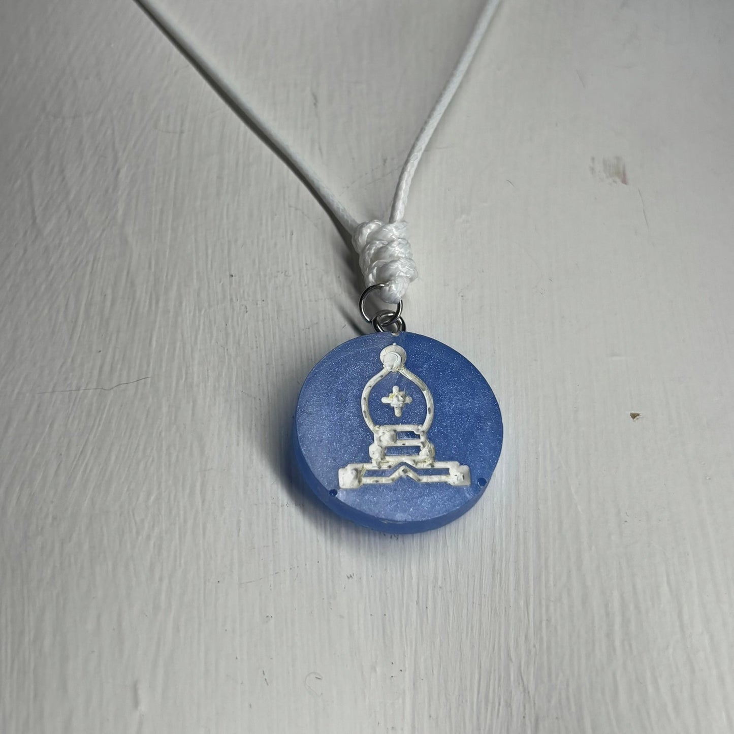 Blue Bishop - Handmade Resin Chess Necklace