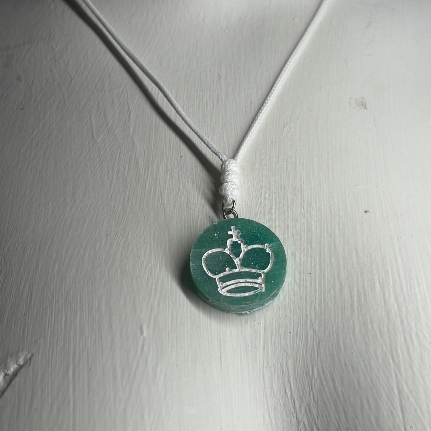 Emerald Green King - Handmade Resin Chess Necklace