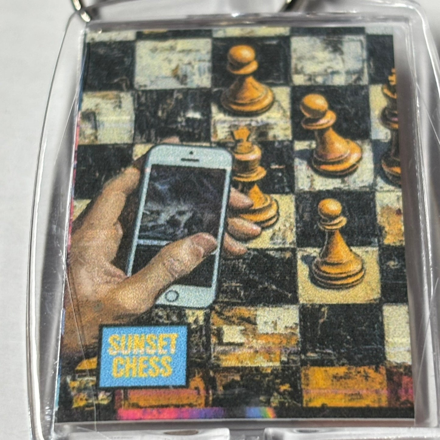 Broken Phone - Chess  Photo Keychain