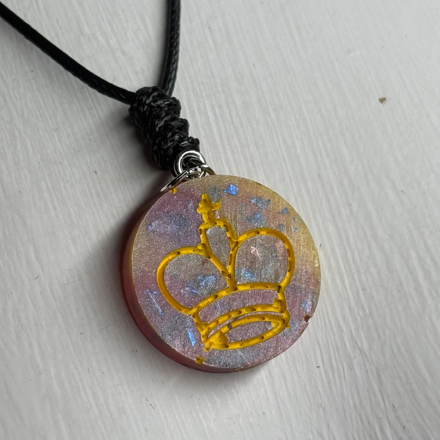 Cosmic Retro King - Handmade Resin Chess Necklace
